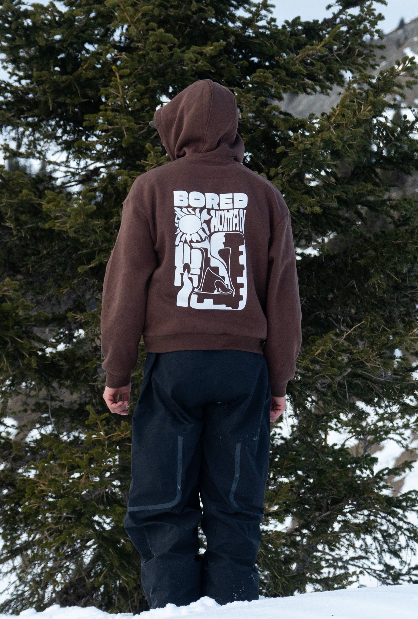 Hoodie Unisex Marron - Wolf at Sunset